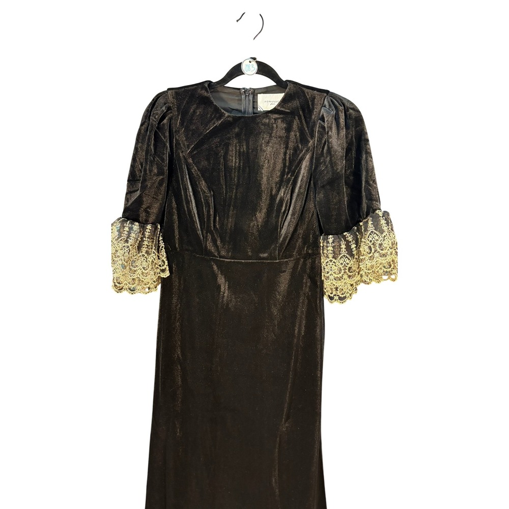 NWT Tuckernuck Pomander Place Lilleth Black Velvet Maxi Dress Gold ($298) XS - Picture 14 of 14